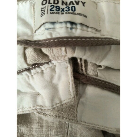 Old Navy Pants Mens 29X30 Khaki 100% Linen Straight Button Fly - Picture 6 of 7